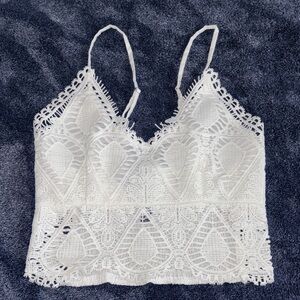 Say What? White Lace crop Camisole Top